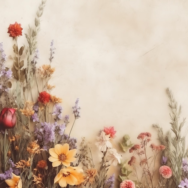 hand painted fresh flowers background