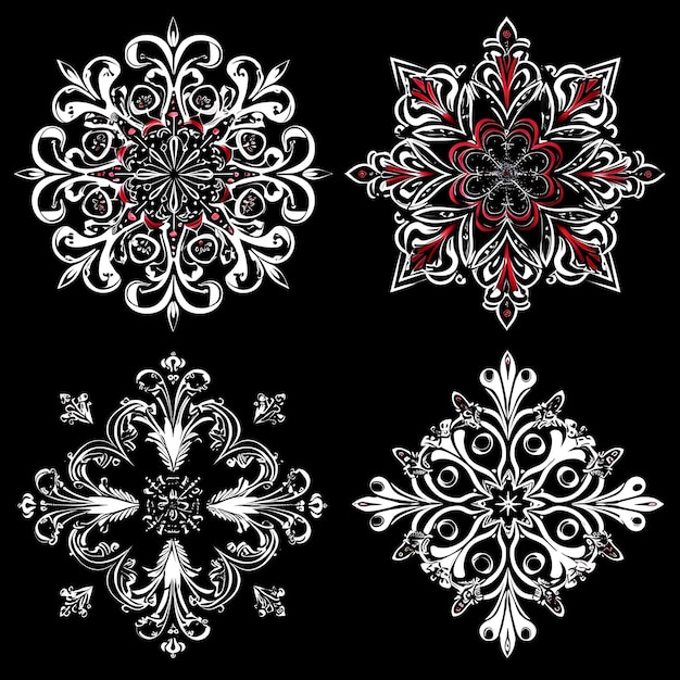 Hand Painted Glass Snowflake Borderlines Design With Enamele Decorations Object Art Line Concept