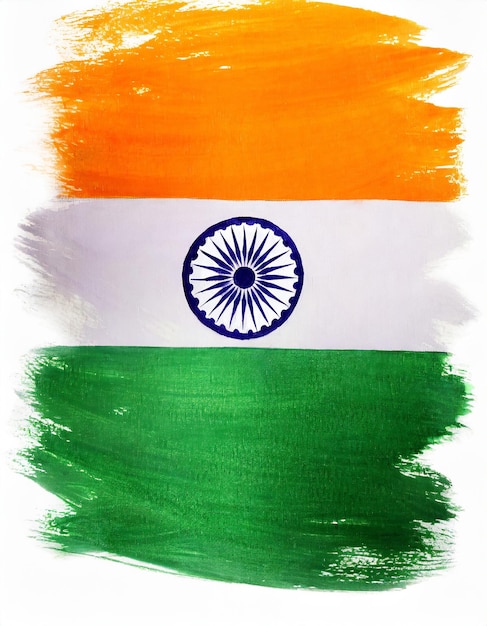 hand painted indian flag isolate on white background republic day independence day