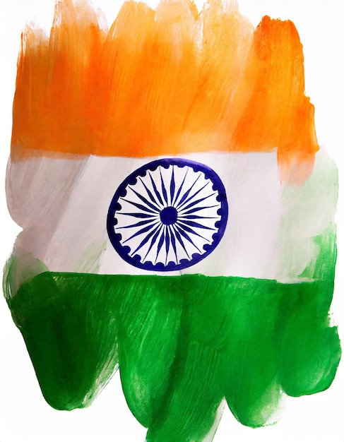 hand painted indian flag isolate on white background republic day independence day