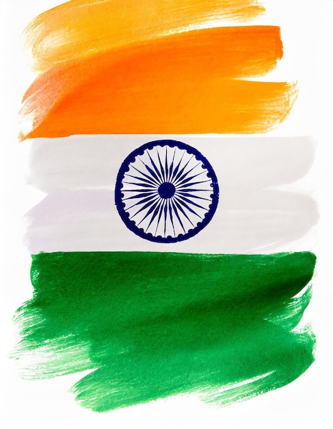 Photo hand painted indian flag isolate on white background republic day independence day