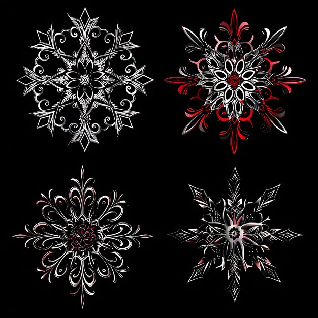 Photo hand painted metal snowflake borderlines design with industr decorations object art line concept