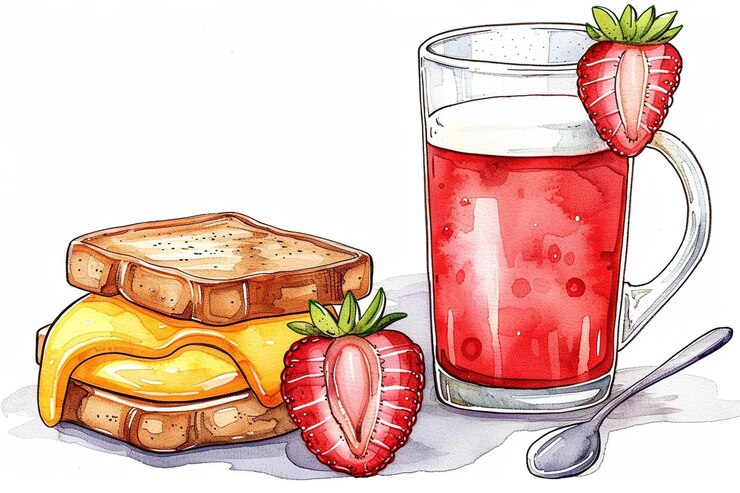 Photo hand painted nutritious breakfast