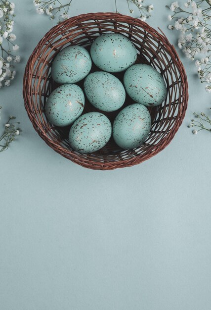 Hand painted pastel colored Easter eggs background