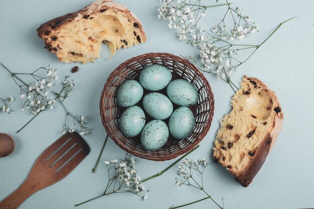 Hand painted pastel colored Easter eggs background