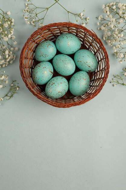 Hand painted pastel colored Easter eggs background