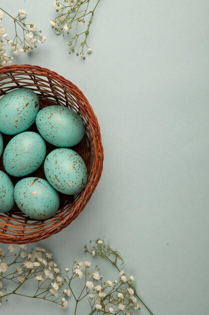 Hand painted pastel colored Easter eggs background