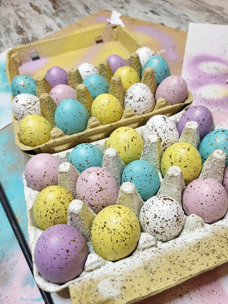 Hand painted pastel colored Easter eggs