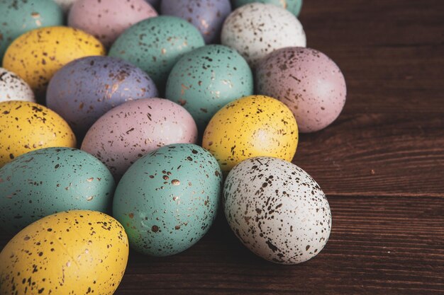 Hand painted pastel colored Easter eggs