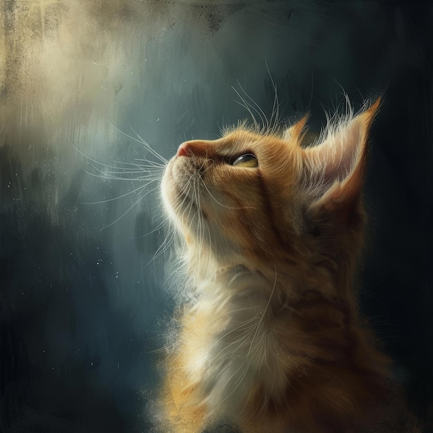 写真 アニメスタイルの可愛い猫の手描きの肖像画