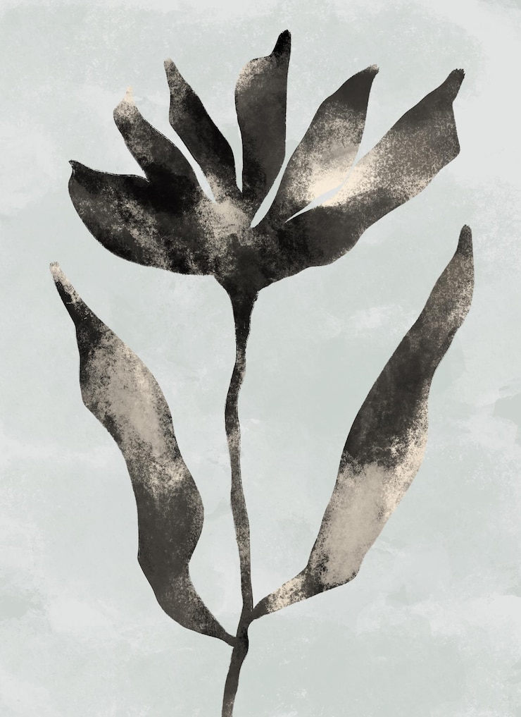 Photo hand painted scandinavian flower aesthetic modern floral art