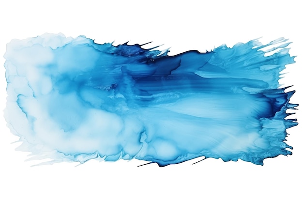 Ручно нарисованный штрих синей кистью на белом фоне