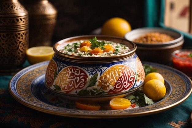 Ручно нарисованная традиционная арабская еда