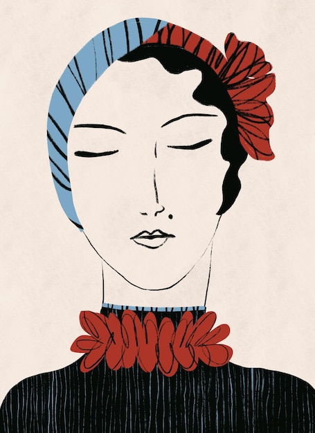 hand painted vintage woman girl portret