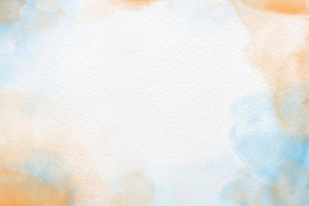 Hand painted watercolor background with sky and clouds shape
