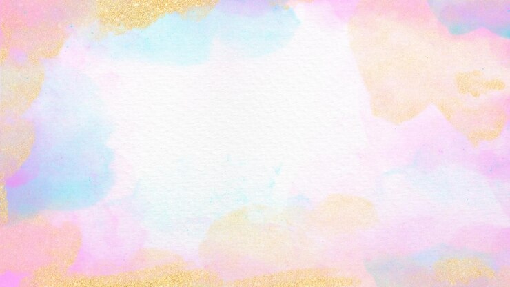 Photo 手描き水彩青黄色ピンクの背景