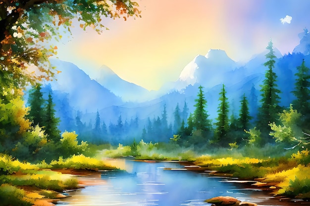 Hand painted watercolor nature background