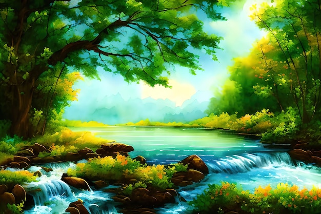 Hand painted watercolor nature background