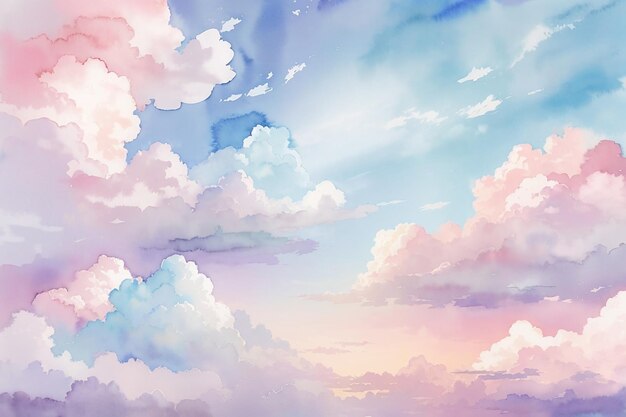 Hand painted watercolor pastel sky background