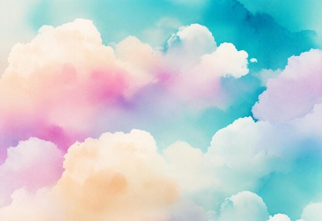 Hand painted watercolor pastel sky cloud background and wallpaper