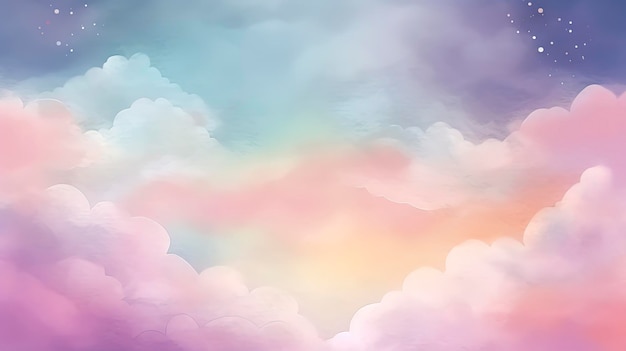 Hand painted watercolor sky cloud background with a pastel colored Prinhand painted watercolor sky cloud background with a pastel colored generate ai