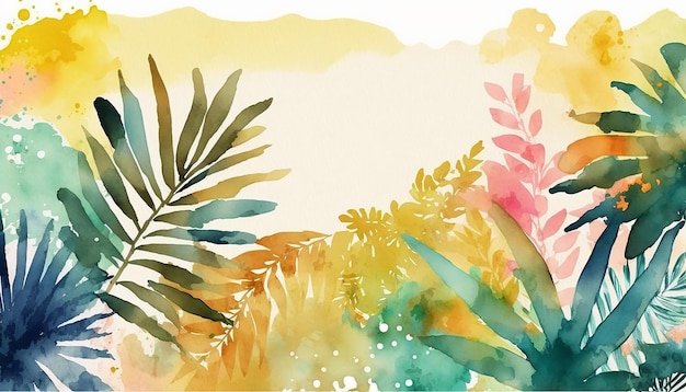 Hand painted watercolor summer background no text Generative AI