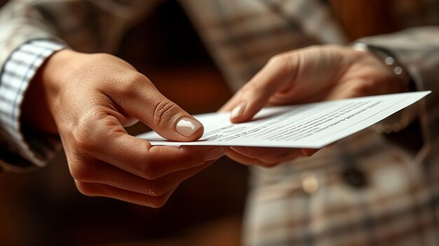 Foto una mano che passa un documento durante la carta da parati