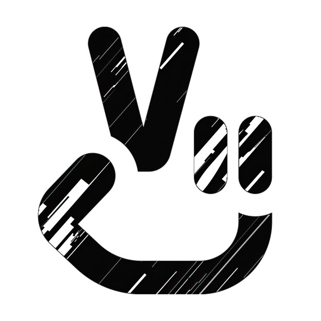 Photo hand peace icon black and white diagonal texture