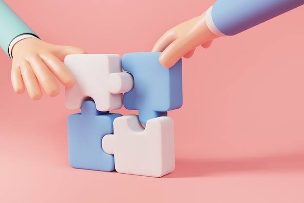 Hand of people connecting jigsaw puzzle