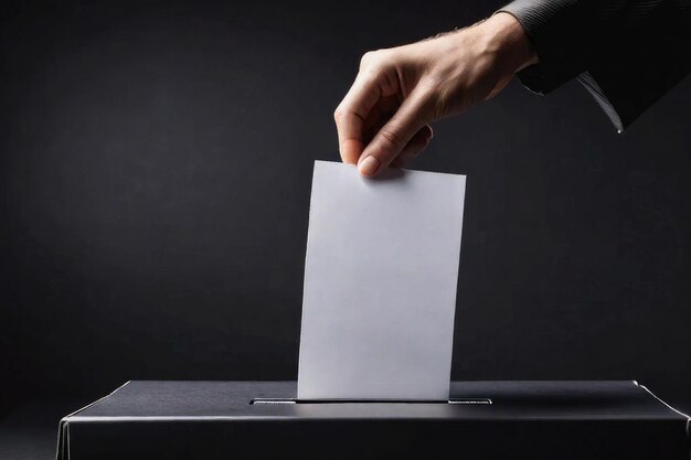 Рука человека, отдающего голос в избирательную урну во время выборов