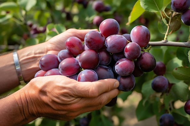 Hand picking Plum from Plum orchard