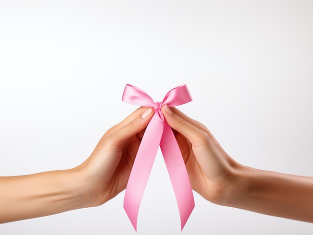 hand and pink ribbon