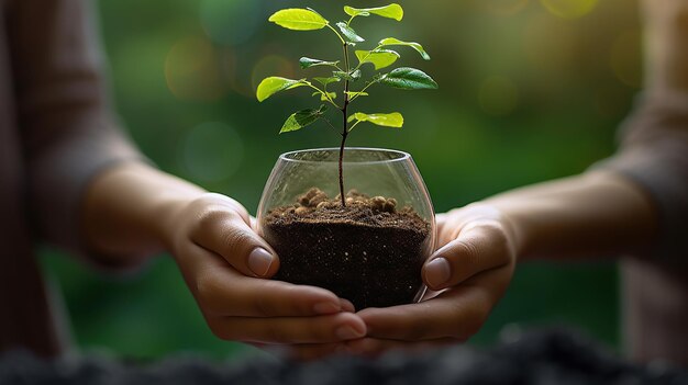 Hand planting a tree Generative AI