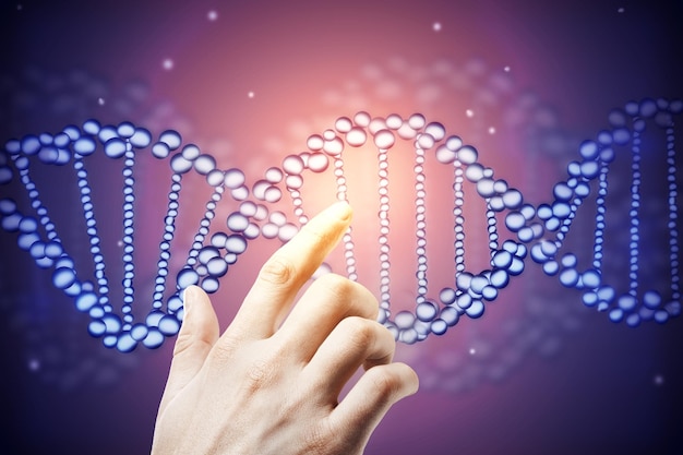 Mano che indica il dna