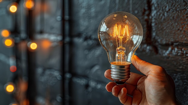 A hand points at a light bulb