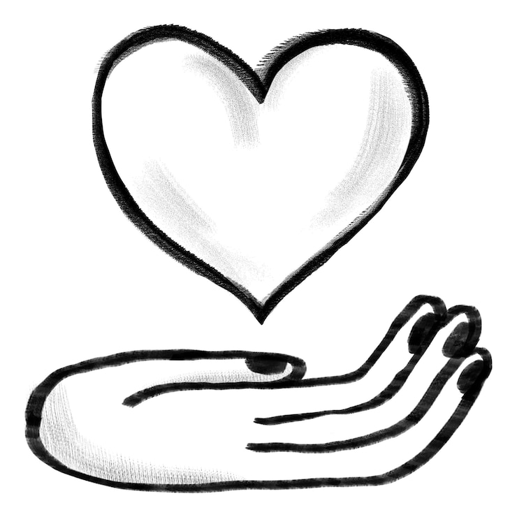Foto hand presenteren hart png liefdadigheid doodle doorzichtige achtergrond