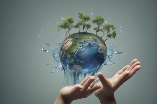 Hand presenting water conservation environment remix