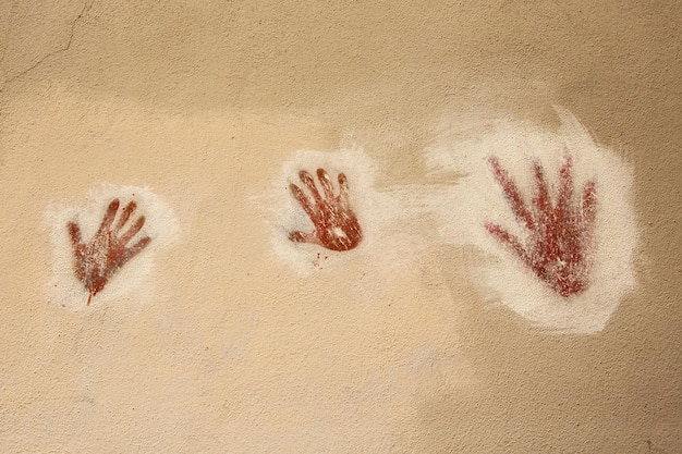 Hand prints on the wall