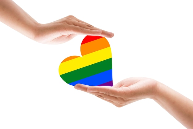 Hand regenboog vuist voor PRIDE maand en de LGBTQIA beweging Pride Day voor seksualiteit vrijheid liefde