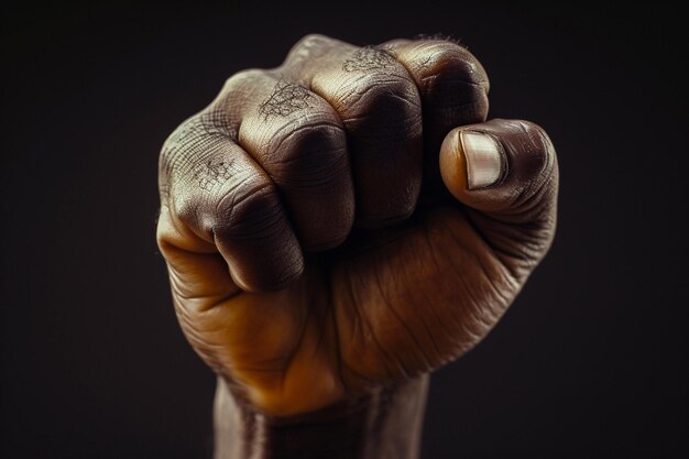 Photo a hand rise up for black history month concepts