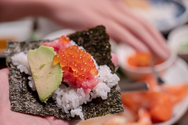 Hand-rolled sushi