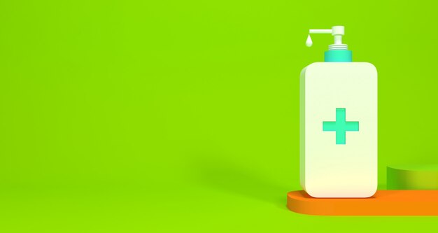 Hand Sanitizer bottle with color background 3D rendering