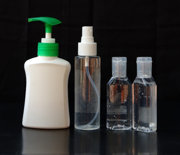 Hand sanitizer isolated on a black background