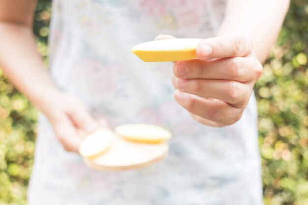 Hand on serving Thai traditional yolk cookies