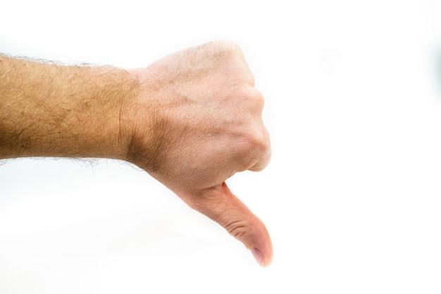 Hand showing gesture isolated on white