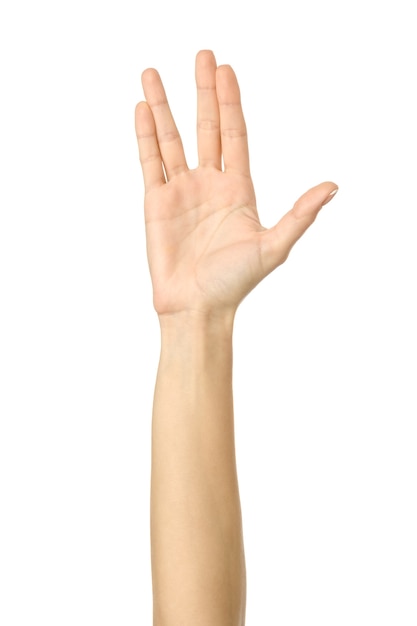 Hand showing vulcan salute gesture isolated