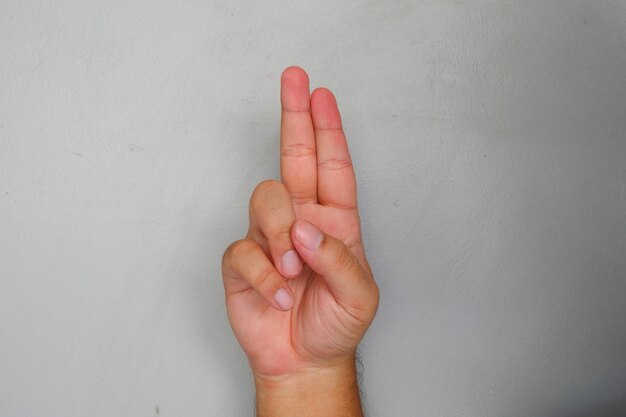 Hand sign language for letter U