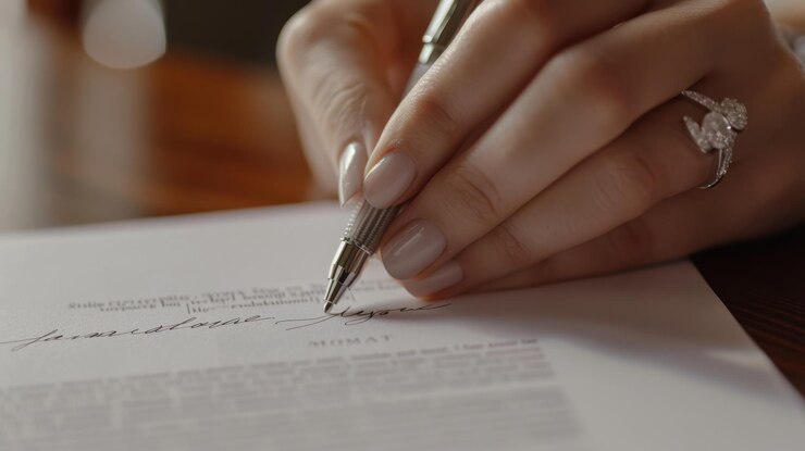 Photo the hand signing contract