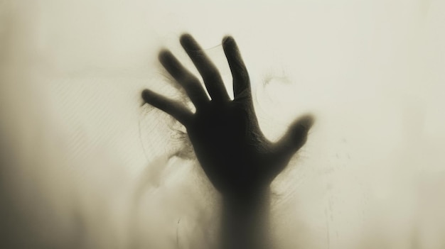 배경 에 있는 손 의 실루 사람 의 손 의 모양 이 흐릿 하고 초점 이 떨어져 있다