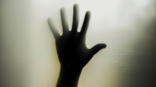 Hand silhouette on background Blurred human hand shape out of focus